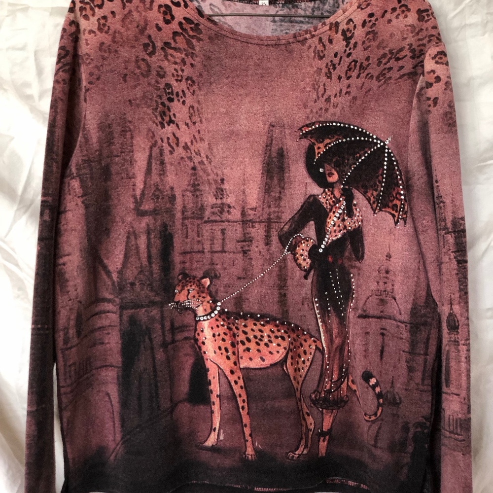 A unique top done in an animal print.